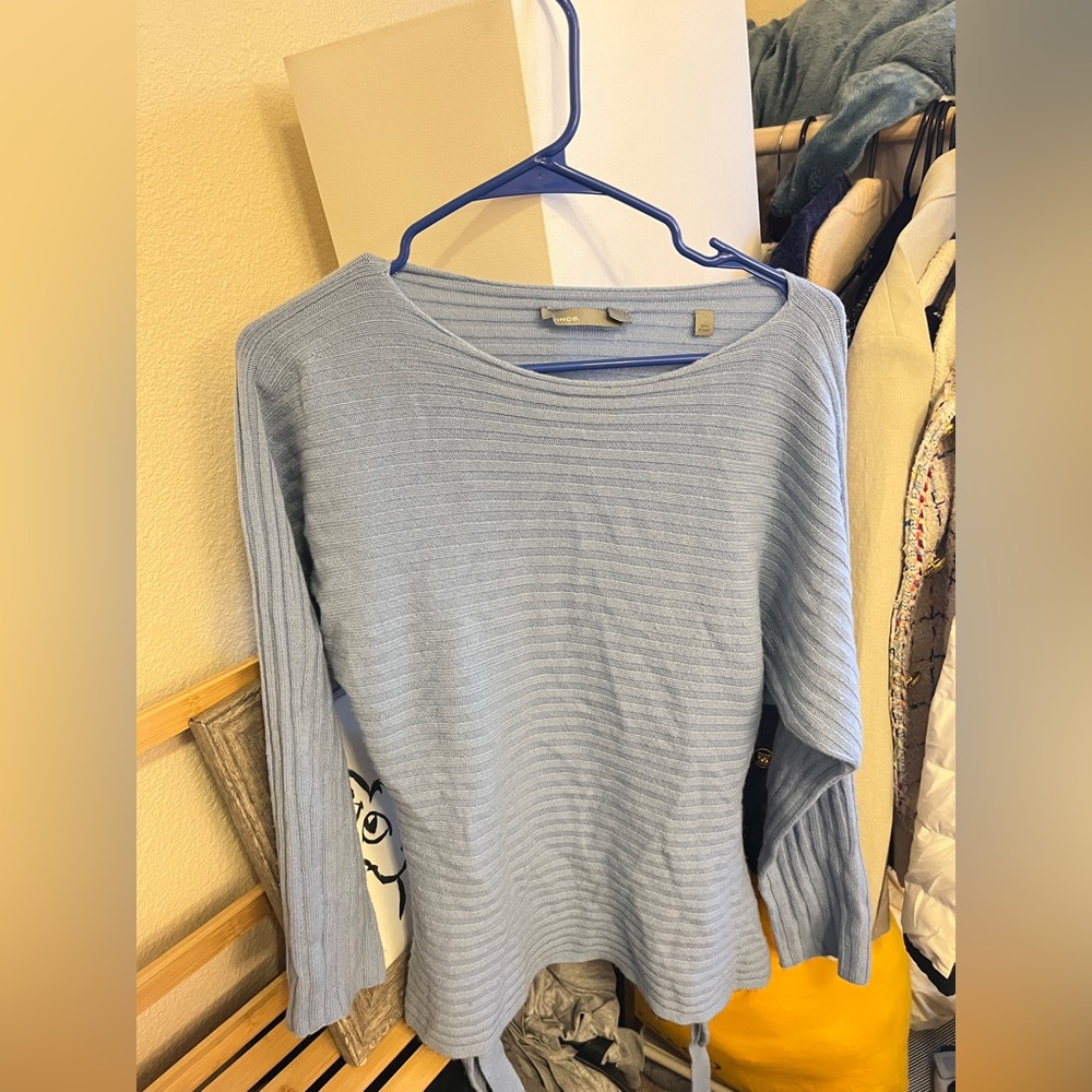 Vince baby blue open back wrapped sweater xs
